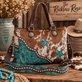 Turquoise Stars Cowhide Concealed Carry Western Bag