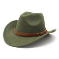 Casual Versatile Retro Camel Belt Autumn Winter Mens and Womens Woolen Western Denim Hat Wide Brim Sun Shade Top Hat