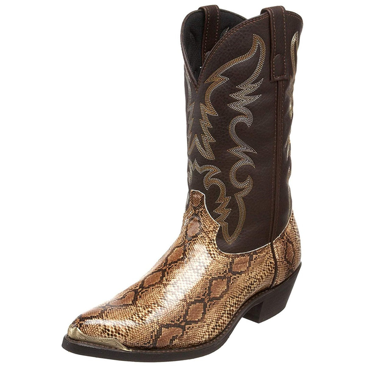 Western Cowboy Boot Lovers Casual Mens Leather Shoes Casual Shoes High Heels Iron Head Mens and Womens Printed Snake Pattern