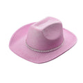 New Pink Sparkling Pink Western Denim Hat White Diamond Striped Bridal Adult Sparkling Velvet Double Sided Denim Hat