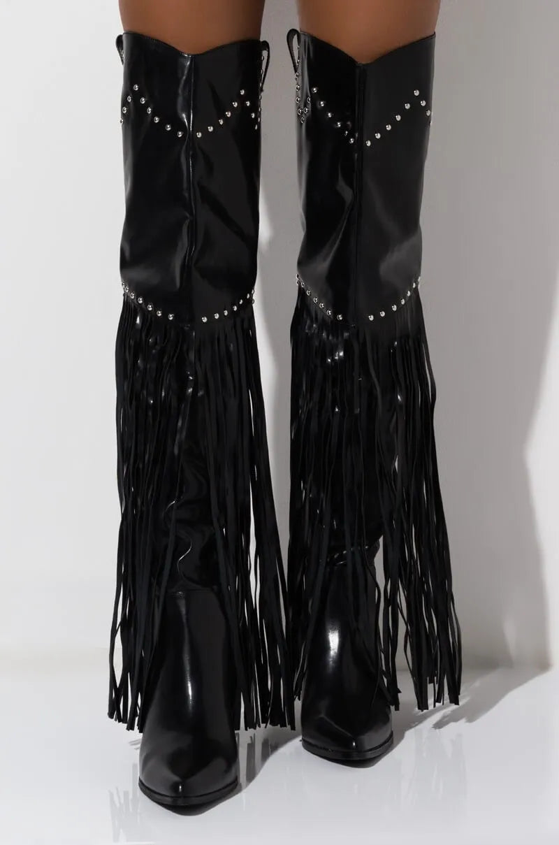 New Brown Western Cowboy boots Women Fashion Winter Chunky Heels Overknee Thigh High Boots Pointed Toe Long Women's Autumn Boots