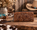Autumn Brook Hand-Tooled Leather Zip Wallet
