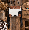 Tumbleweed Trail Fringed Hand-Tooled Cowhide Crossbody Bag